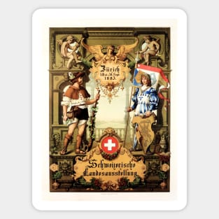 ZURICH SWISS SWITZERLAND National Expo 1883 Vintage Tourism Travel Advertisement Sticker